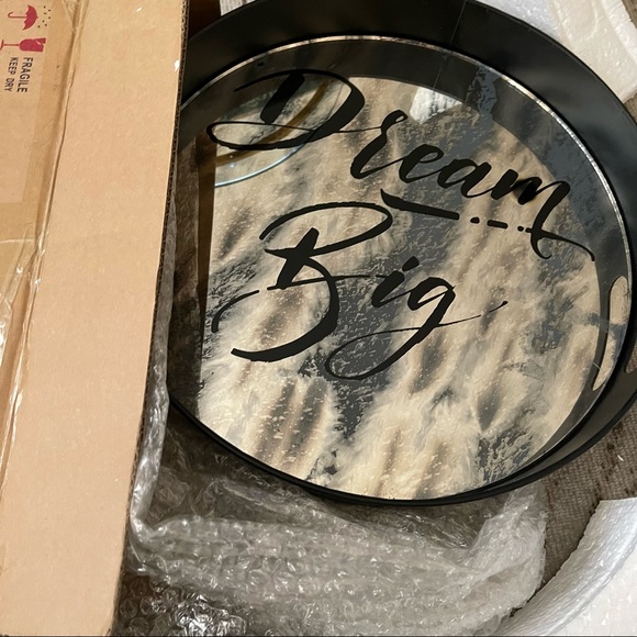 Large Round Mirror Tray “Dream Big” NWT - Picture 2 of 3